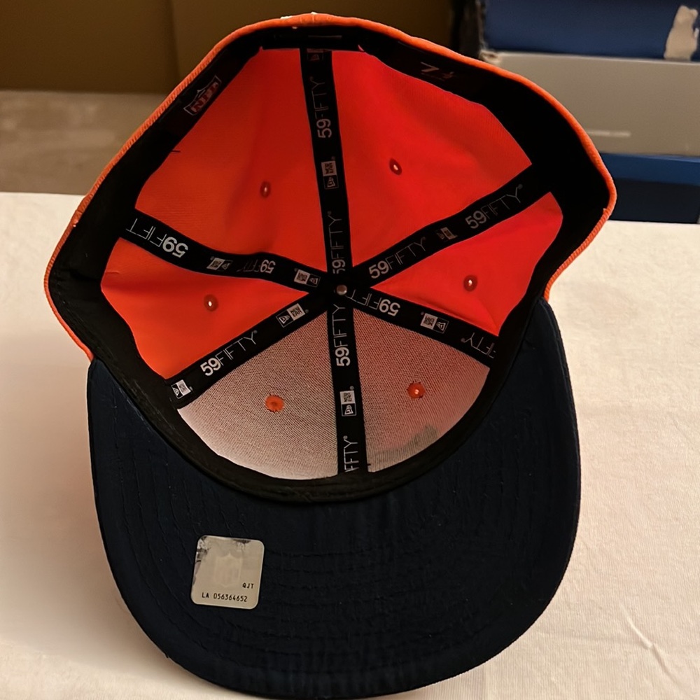 New era 59fifty 7 1/2 orange, navy and white cap - Picture 3 of 4